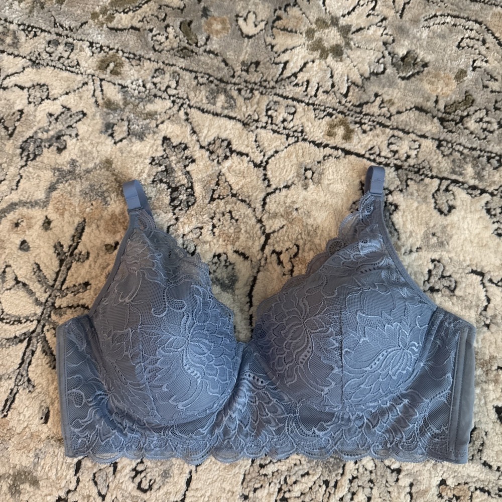 Maidenform Light Blue Floral Lace Underwire Longline Bralette DM1188 38C - Picture 1 of 8
